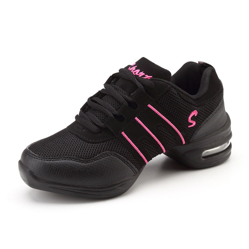 Sarah Express Breathable Mesh Soft Sole Dance Sneakers 760 Black Pink