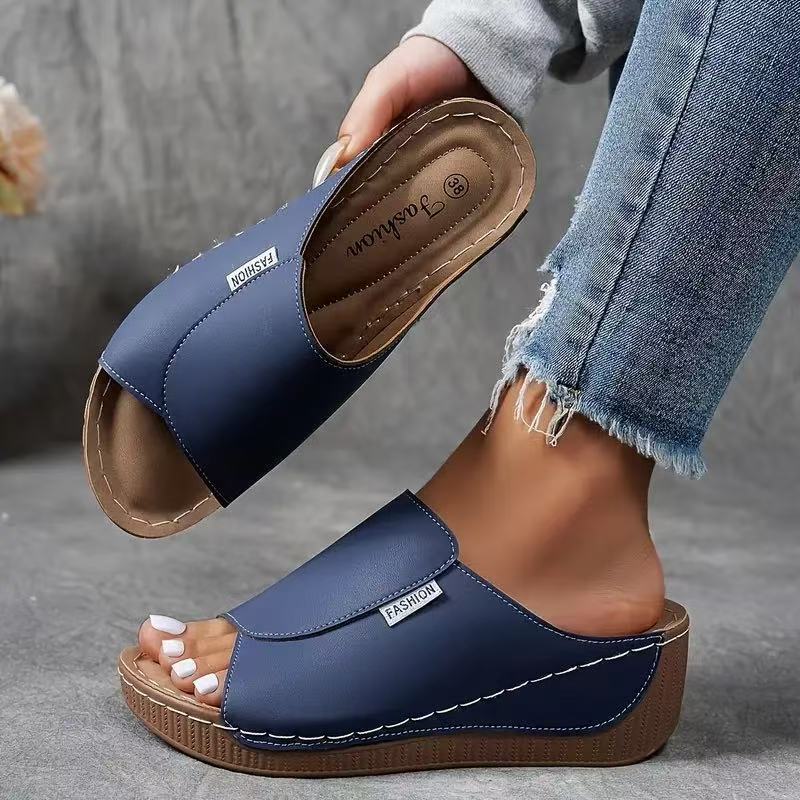 Sarah Express Women's Chunky Sole Open Toe Slides