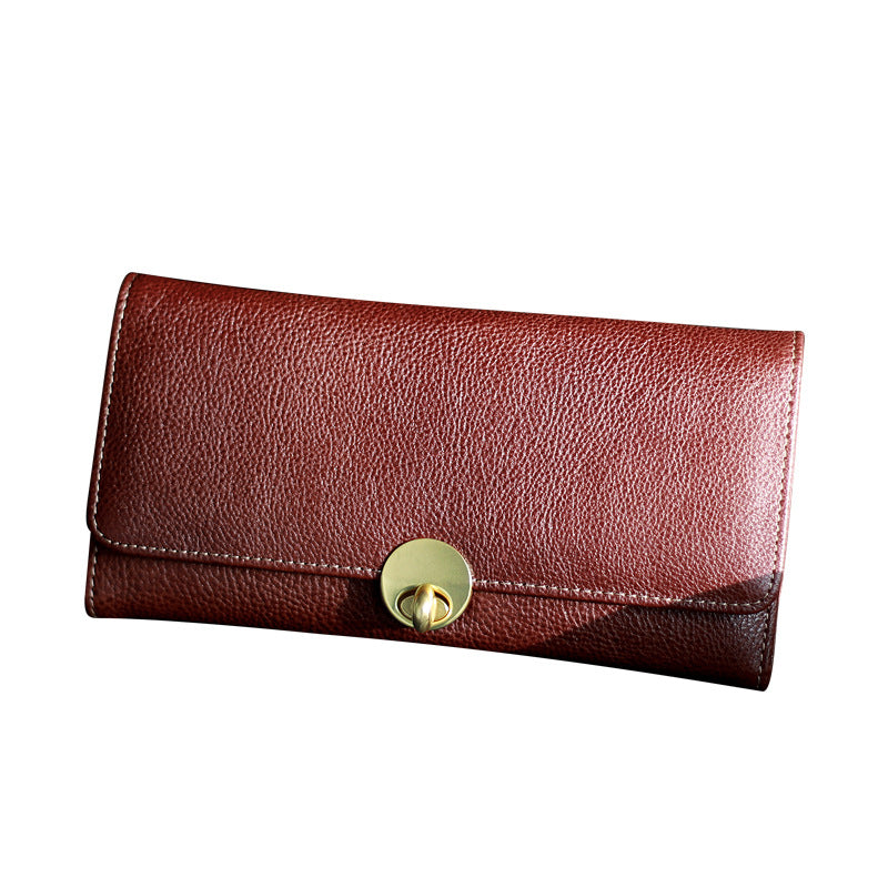 Sarah Express Retro Cowhide Leather Long Wallet