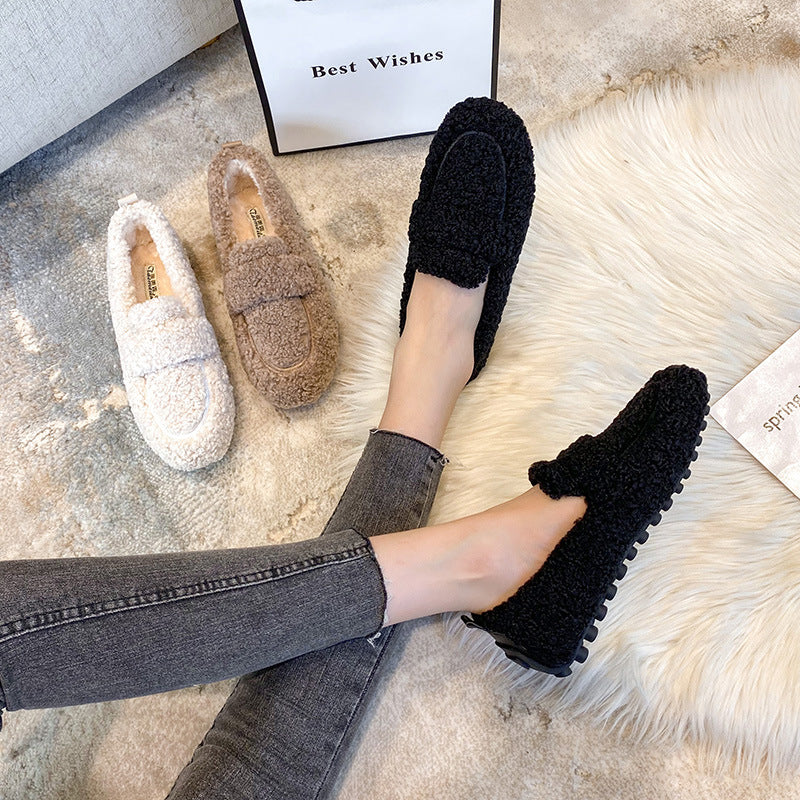Sarah Express Plush Lamb Wool Slip On Loafers