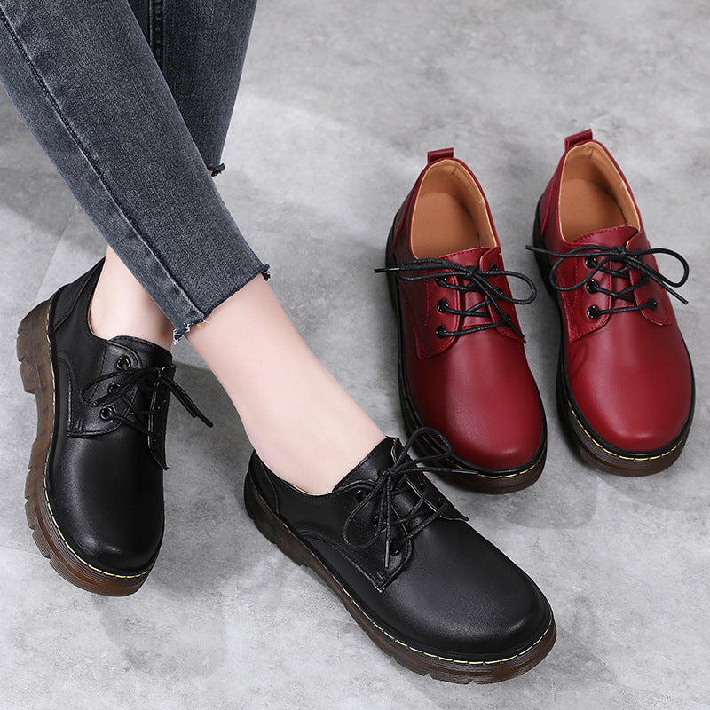 Sarah Express Retro British Style Cutout Leather Loafers