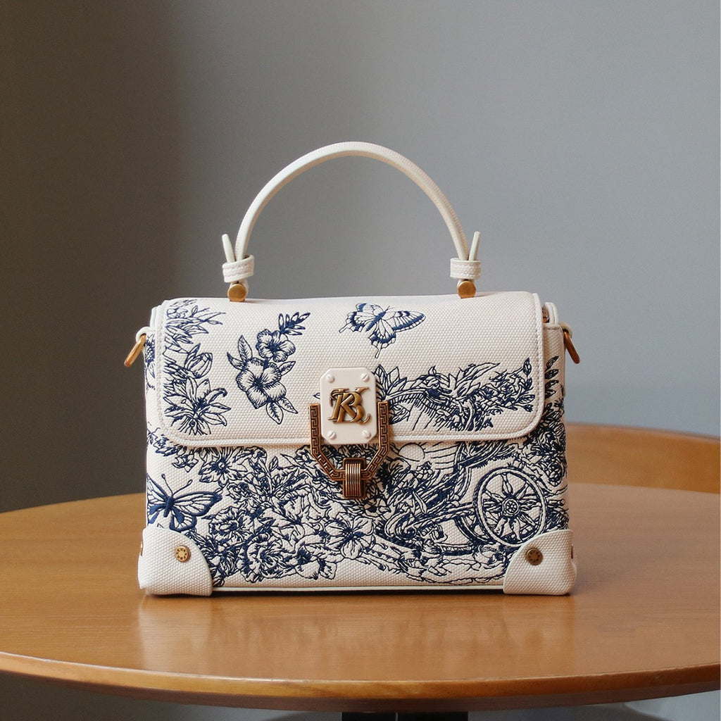 Sarah Express Embroidered PU Leather Crossbody Tote Bag