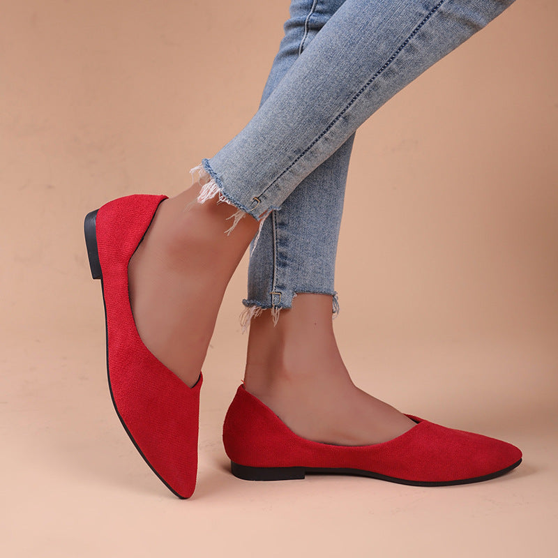 Sarah Express Pointed-Toe Suede Flats Slip-On Shoes