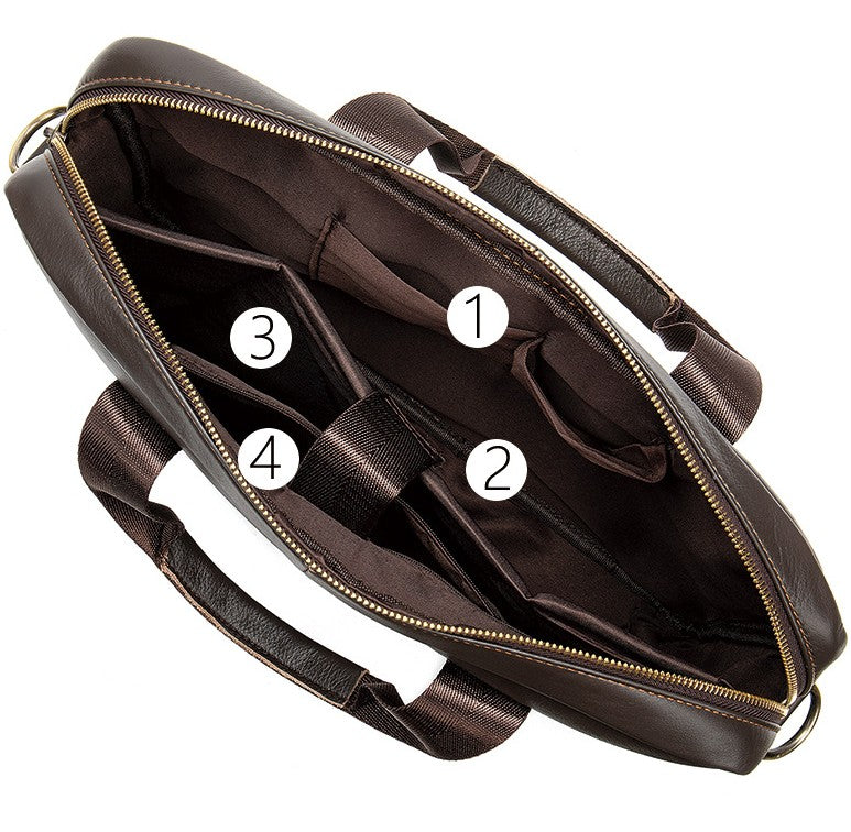 Sarah Express Professional Cowhide Leather Laptop Briefcase
