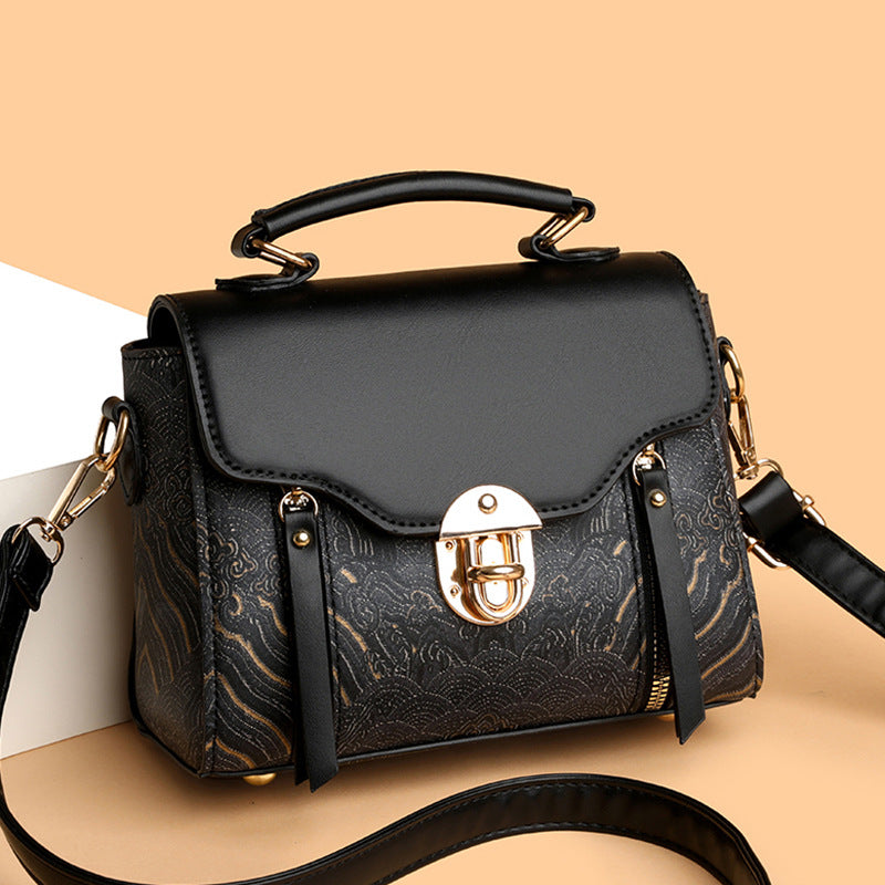 Sarah Express Compact PU Leather Crossbody Shoulder Bag Black