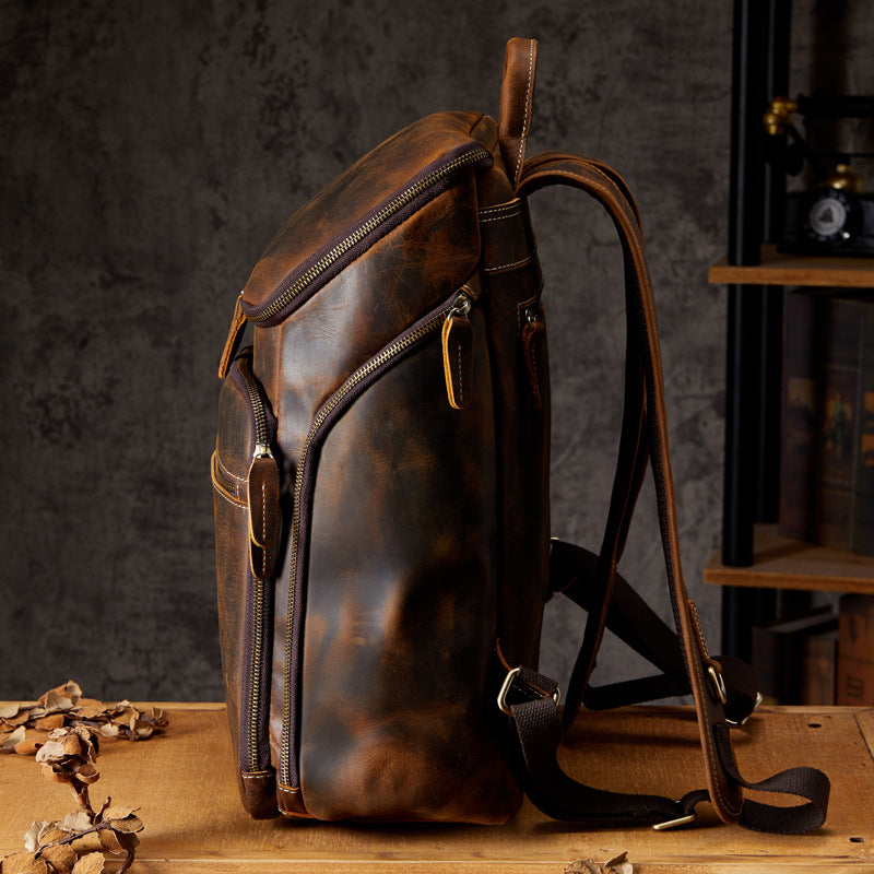 Sarah Express Vintage Cowhide Leather Computer Backpack