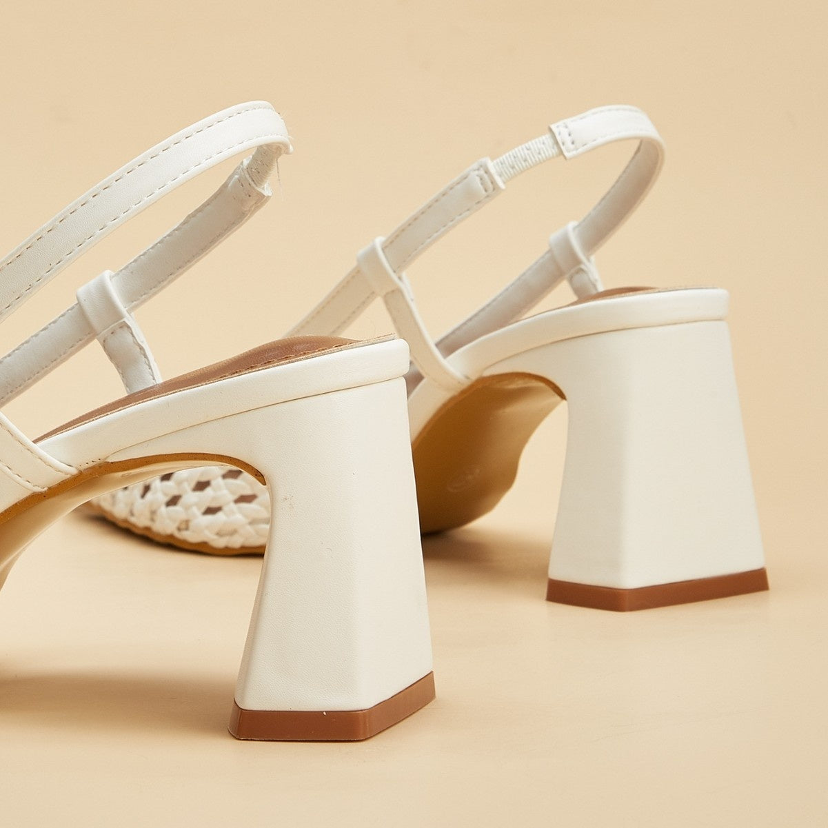 Sarah Express White Woven Mesh Pointed-Toe Slingback Sandals