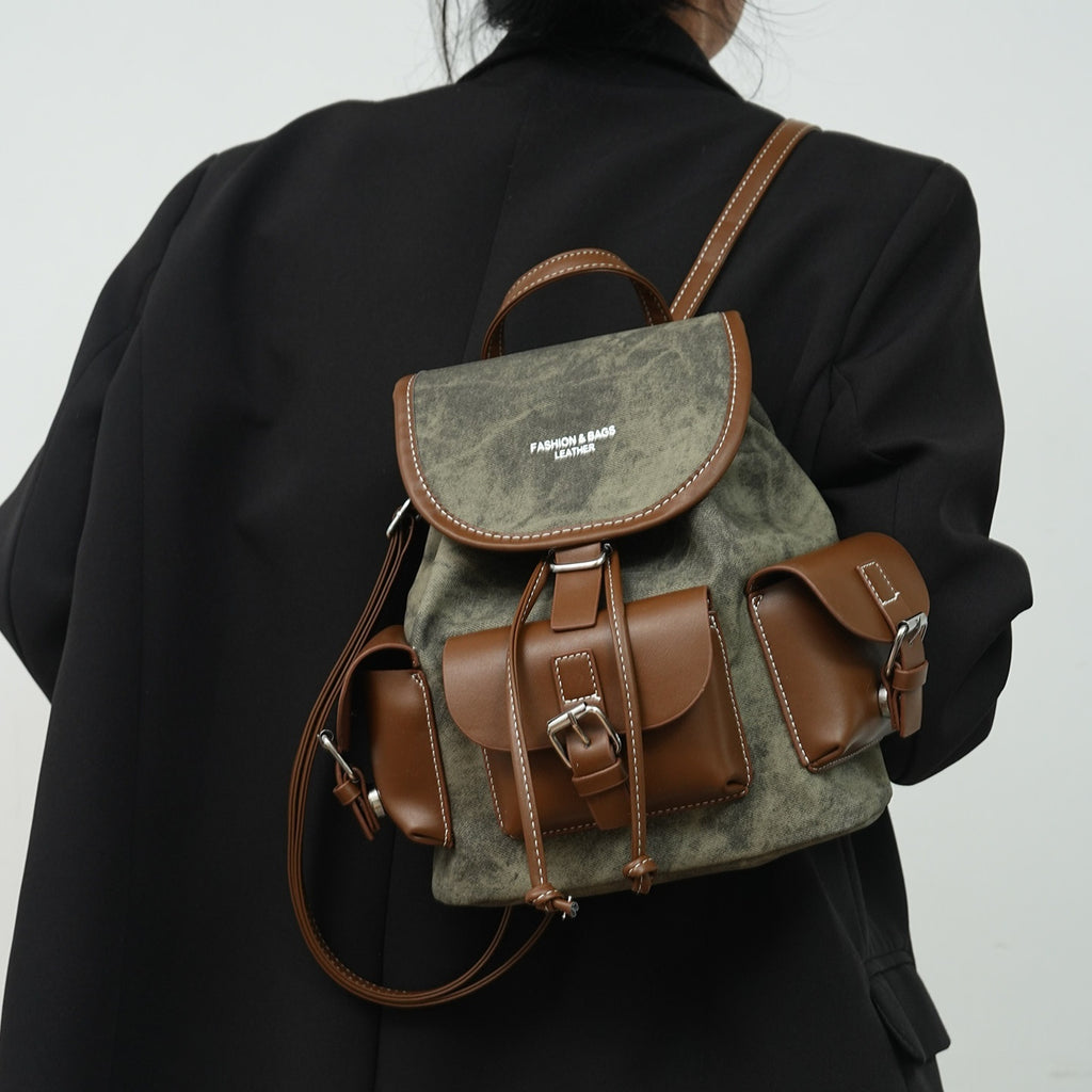 Sarah Express Retro Color Block Textured Backpack