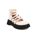 Sarah Express Women's Punk Platform Ankle Boots White