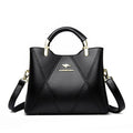 Sarah Express Plaid PU Leather Tote Shoulder Bag Black 25x12x20cm