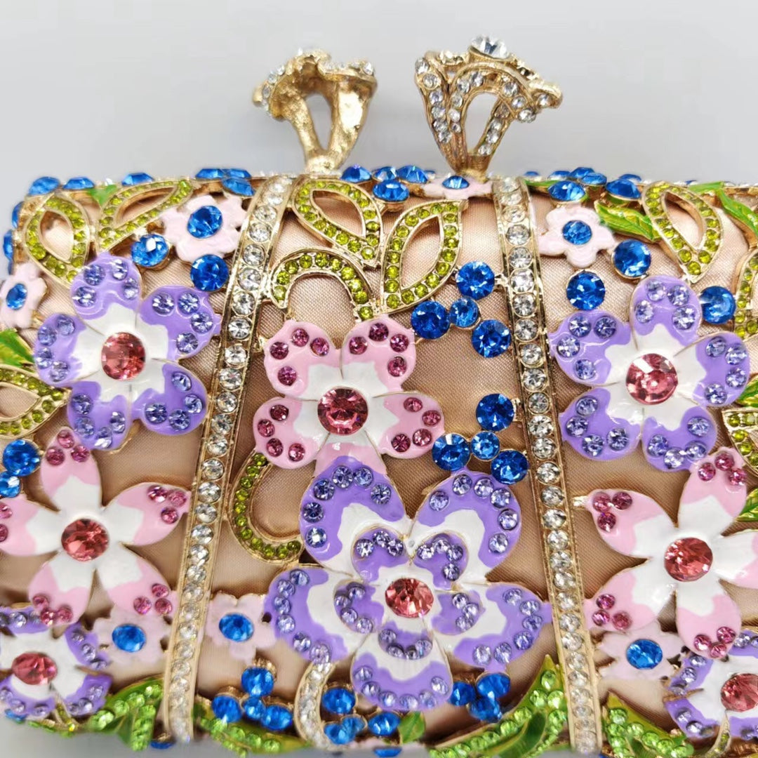 Sarah Express Floral Enamel Diamond Embellished Evening Clutch