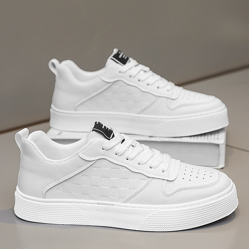 Sarah Express Casual Plaid Pattern Lace-Up Sneakers BT88 White