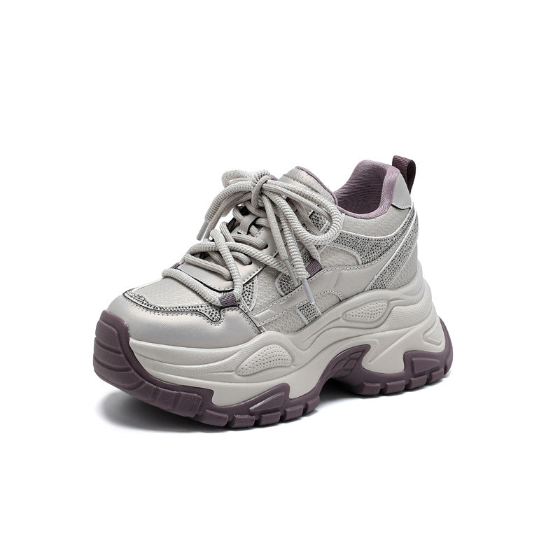 Sarah Express Women's Hidden Wedge Lace-Up Sneakers Purple