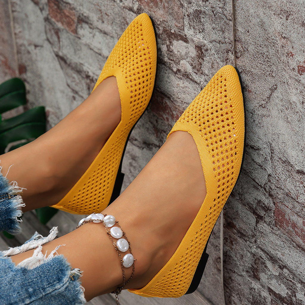 Sarah Express Pointed-Toe Flyknit Slip-On Loafer Flats