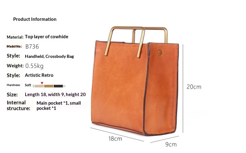 Sarah Express Vintage Full-Grain Leather Square Crossbody Bag