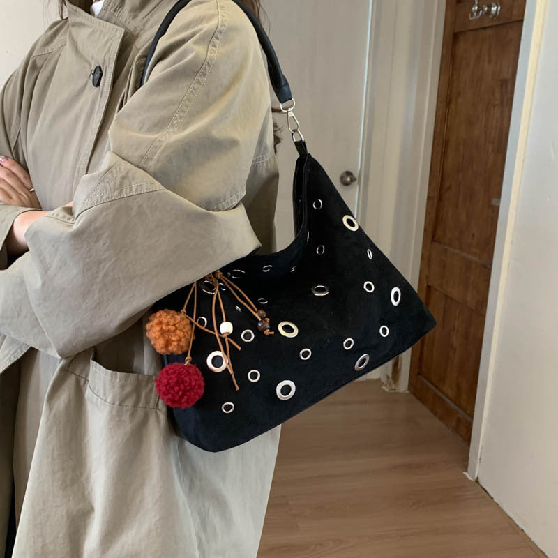 Sarah Express Retro Suede Velvet Shoulder Tote Bag