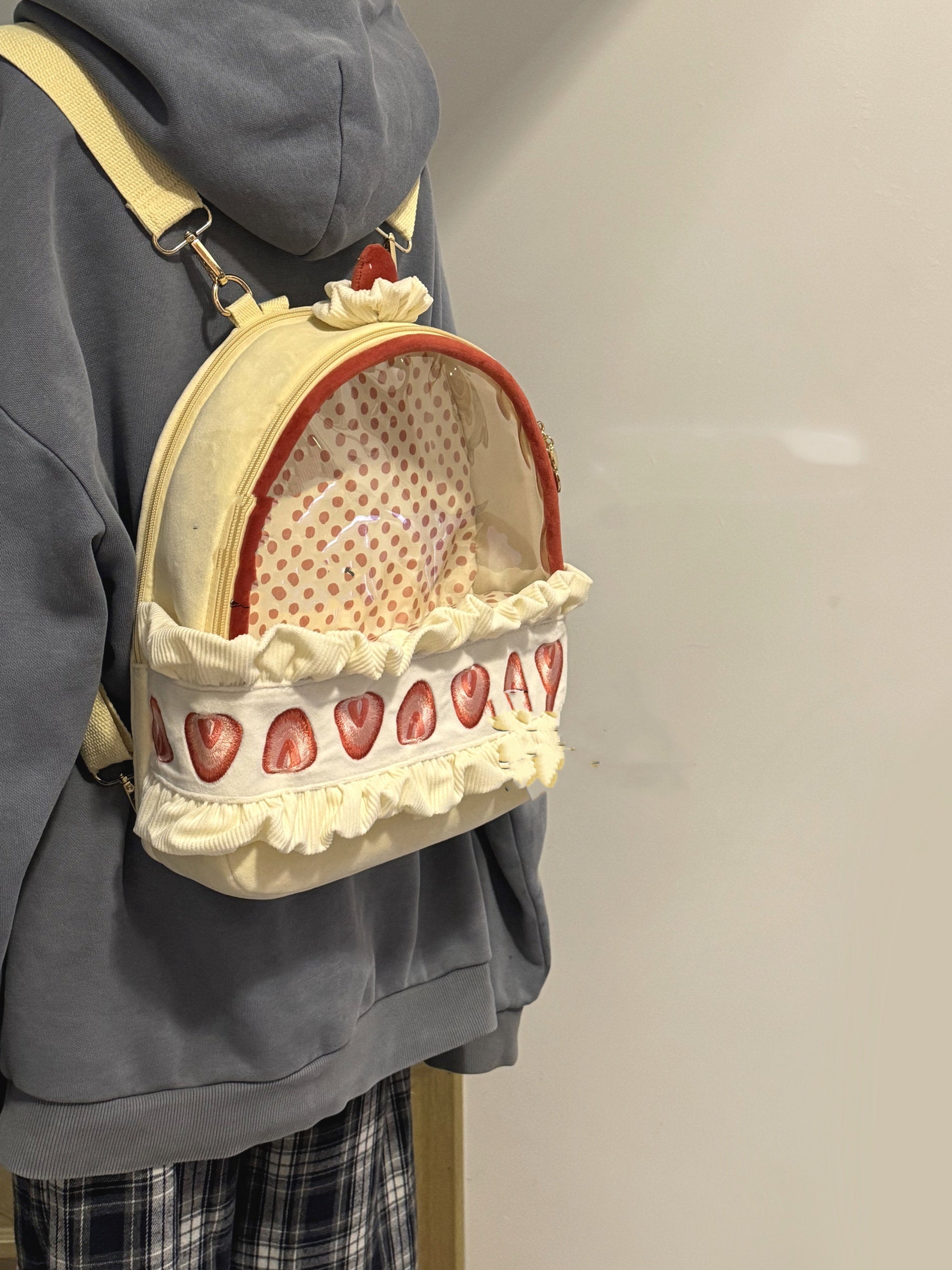 Sarah Express Strawberry Cream Cake Plush Aesthetic Backpack