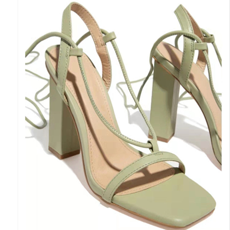 Sarah Express Lace-Up Strappy Square Toe Party Heels