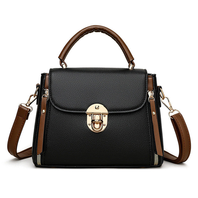 Sarah Express Urban Minimalist Patchwork Tote Shoulder Bag 6640 Black