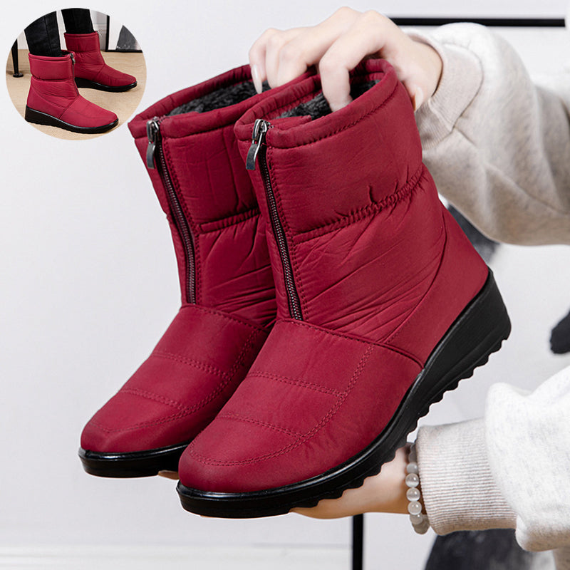 Sarah Express Women's Plush Lined Front Zip Snow Boots