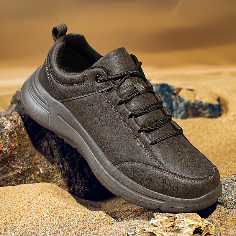 Sarah Express Men's British-Style Microfiber Leather Low-Top Sneakers