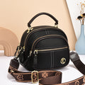 Sarah Express Structured Multi-Zipper Crossbody Shoulder Bag Black