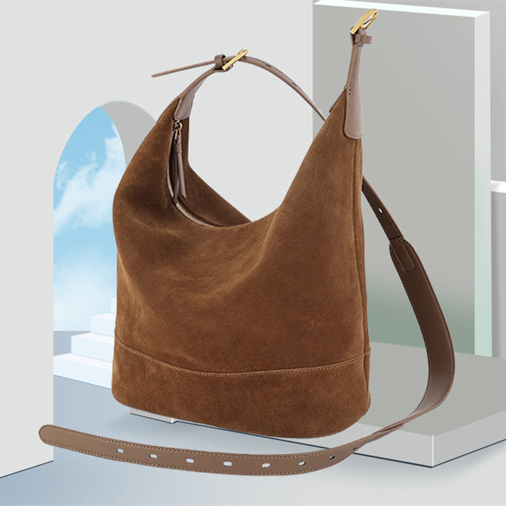 Sarah Express Retro Suede Slouchy Bucket Bag