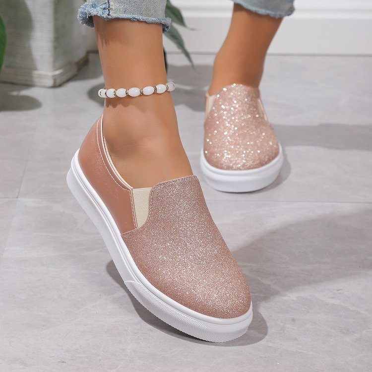 Sarah Express Sequined Round Toe Slip On Sneakers