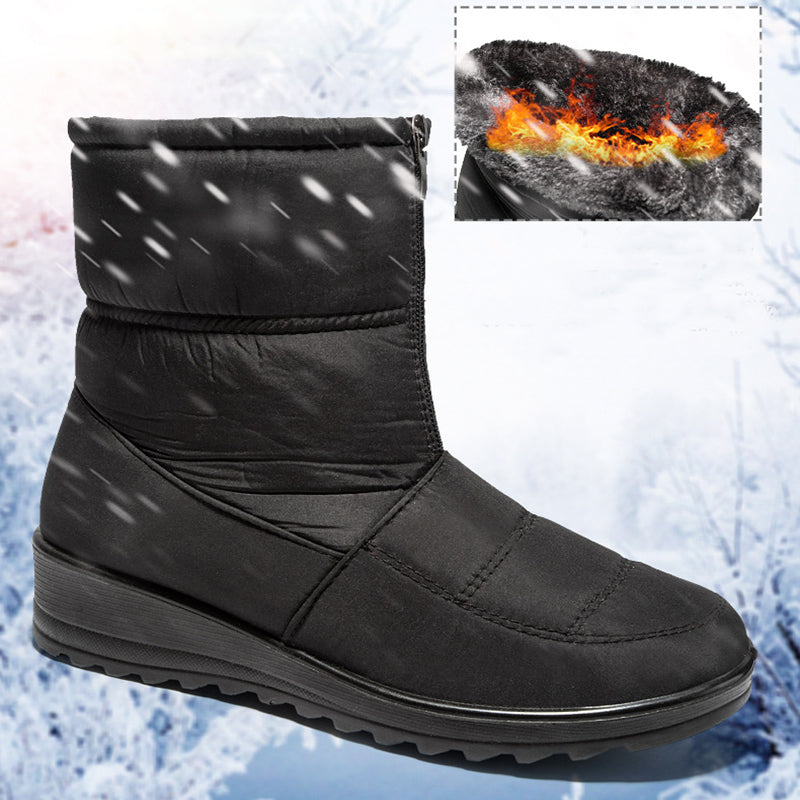 Sarah Express Women's Plush Lined Front Zip Snow Boots