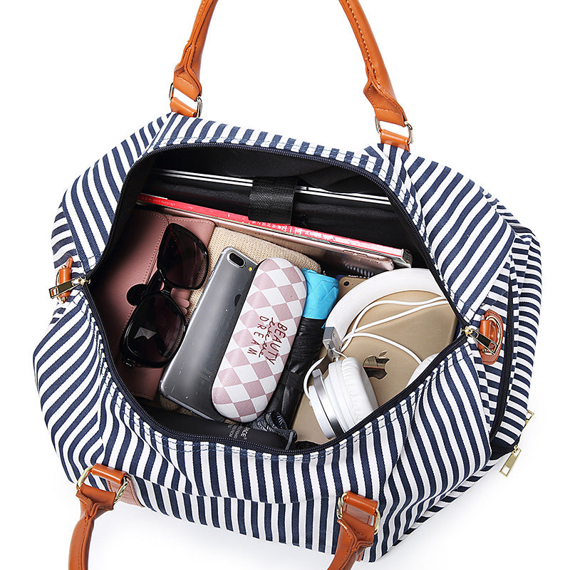 Sarah Express Striped Canvas Travel Duffel Bag