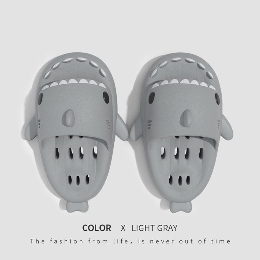Sarah Express Shark Design EVA Shower Pool Slides Grey