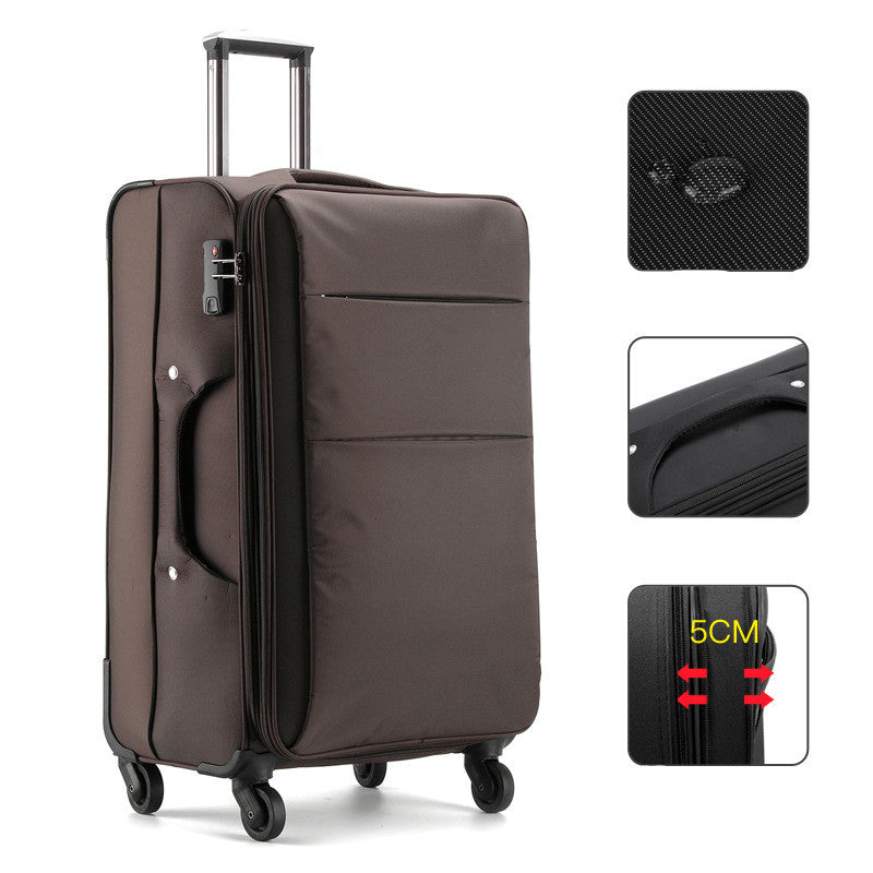 Sarah Express Oxford Hard Shell Rolling Travel Suitcase Coffee color waterproof