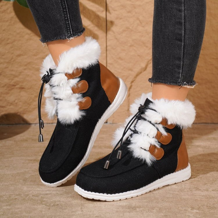 Sarah Express Plush Lined Round Toe Winter Boots Black