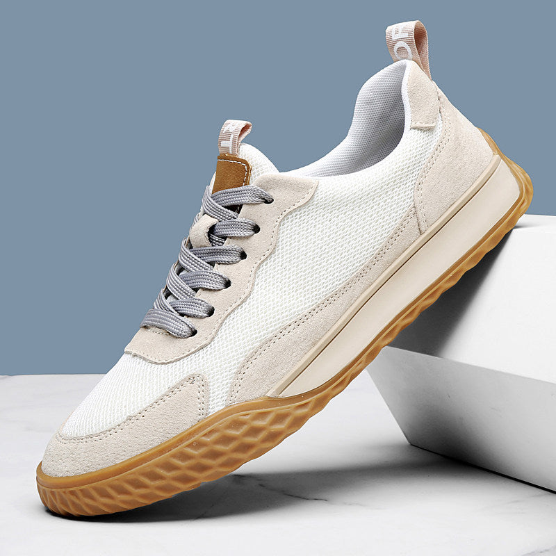 Sarah Express Men's Breathable Casual Lace Up Sneakers Beige