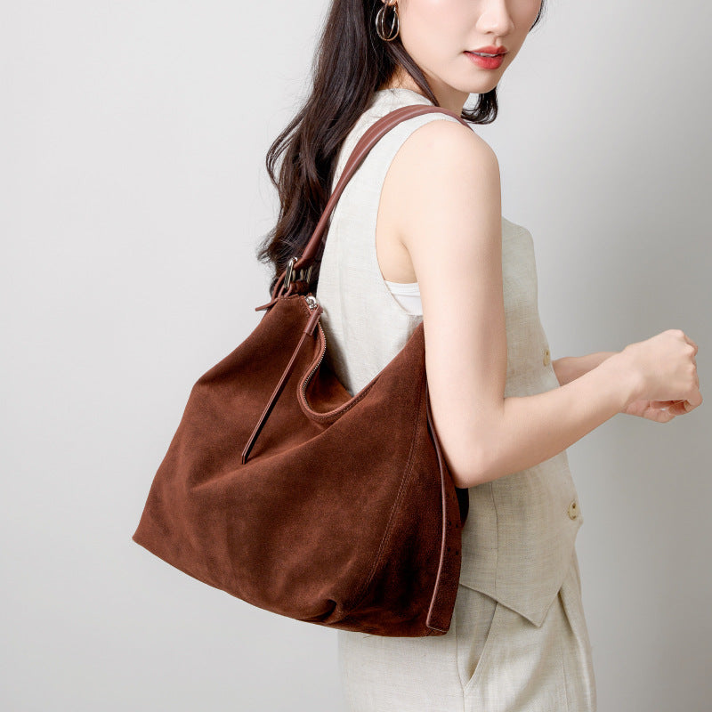 Sarah Express Retro Dumpling Genuine Leather Shoulder Tote