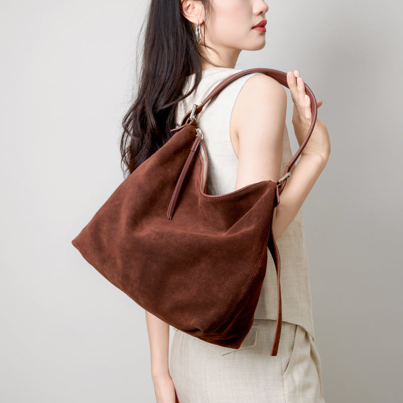Sarah Express Retro Dumpling Genuine Leather Shoulder Tote