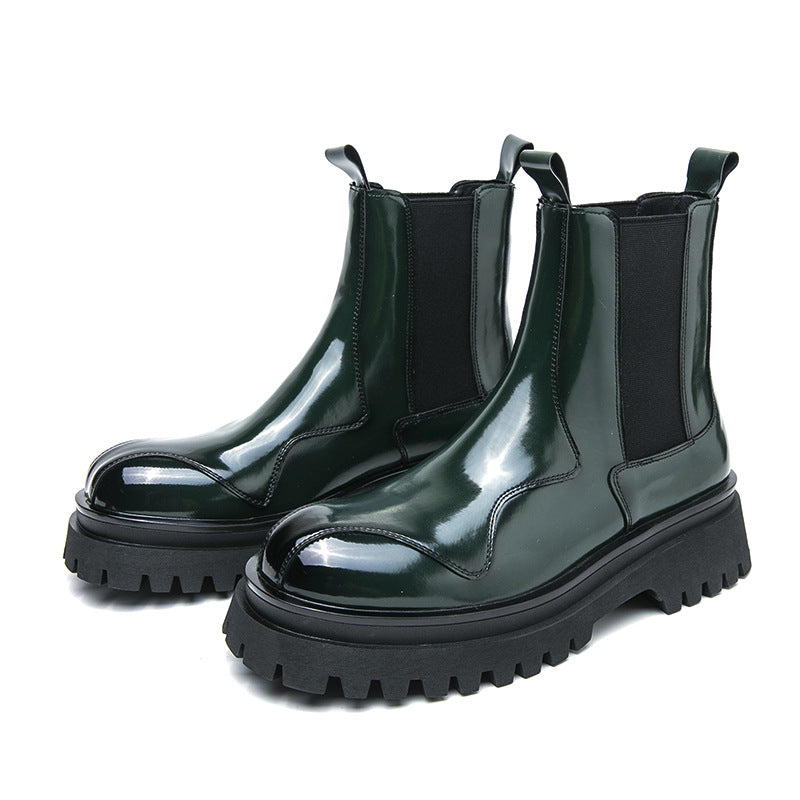 Sarah Express Men's Glossy Retro Ankle Boots