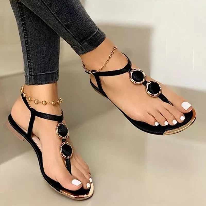 Sarah Express Women's Buckle Strap Flat Beach Sandals