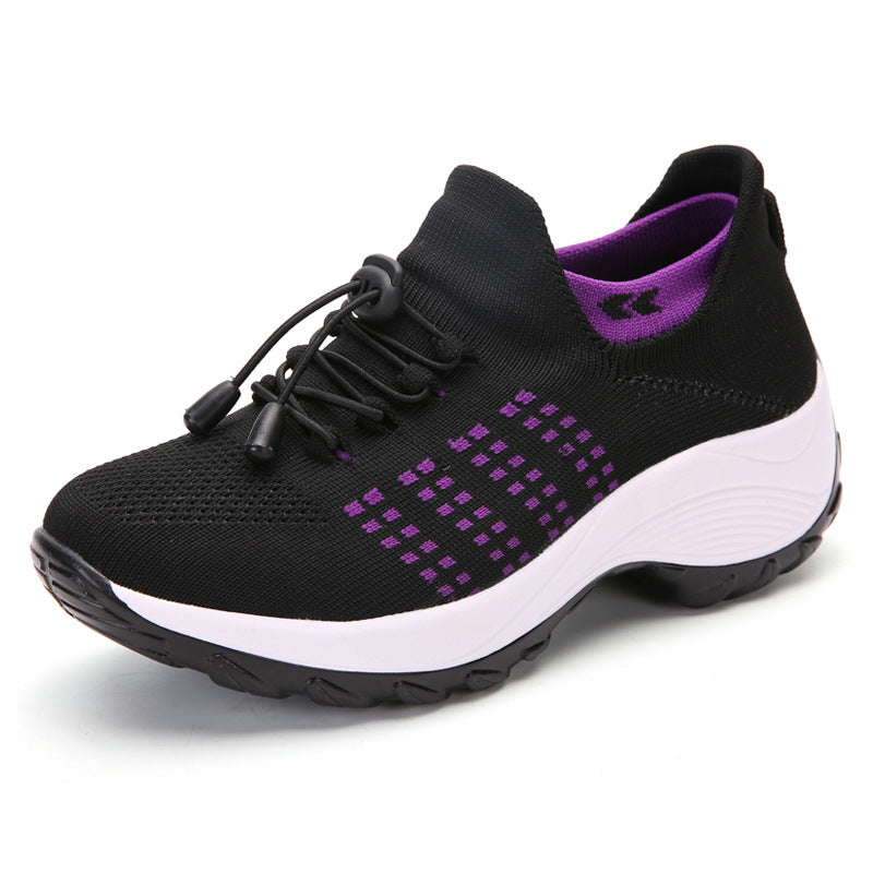 Sarah Express Breathable Mesh Sock Sneakers with Cross-Straps