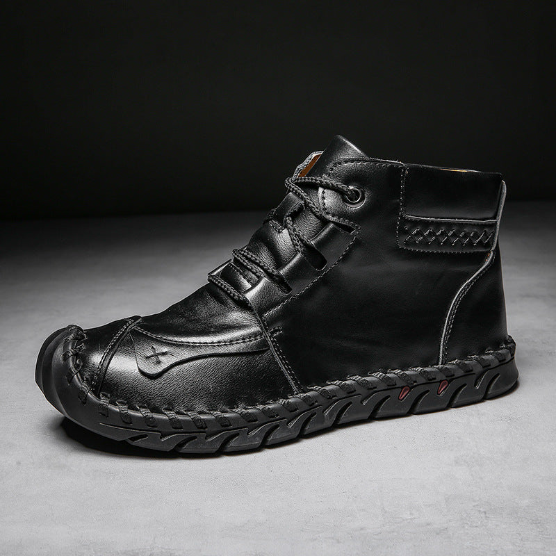 Sarah Express Men's Casual Leather Martin Boots Black B