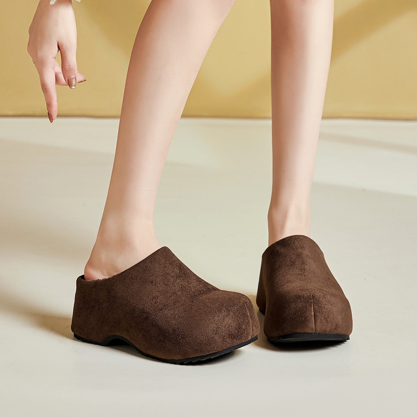 Sarah Express Retro Suede Chunky Platform Slip-On Mules