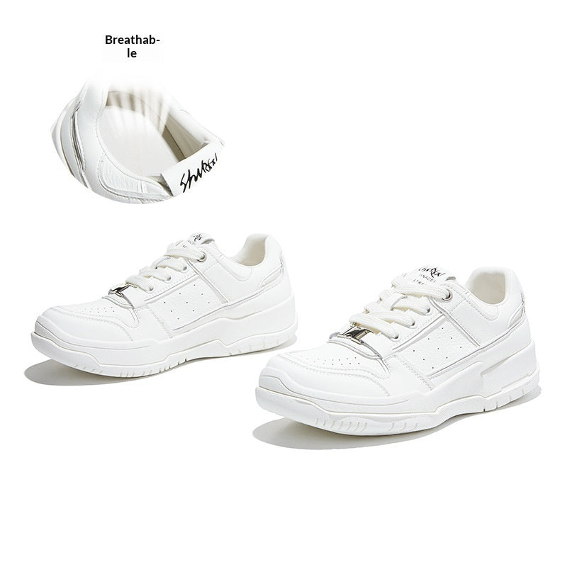 Sarah Express Chunky Sole Lace-Up Flat Sneakers Beige