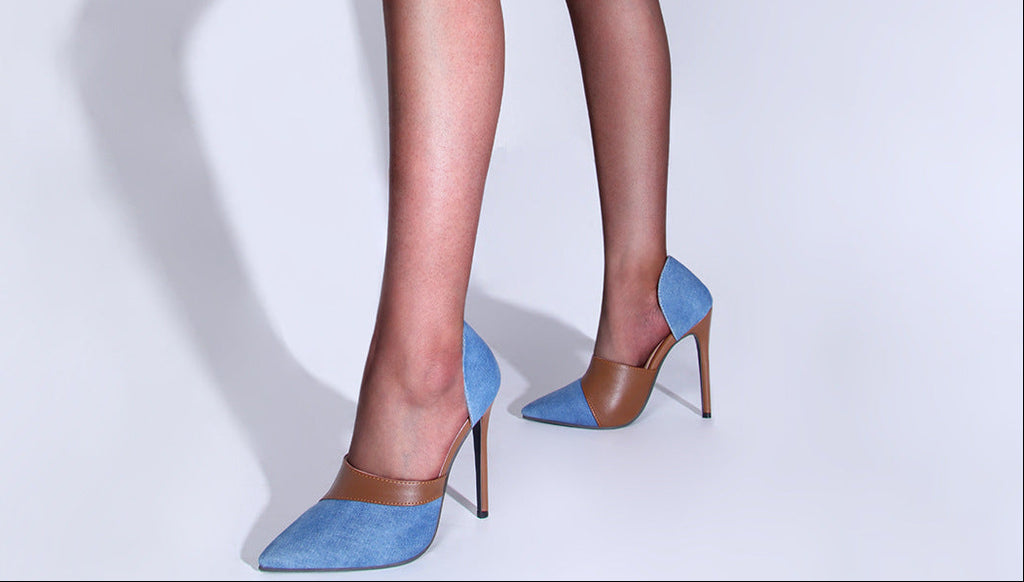 Sarah Express Denim Patchwork Stiletto Pumps