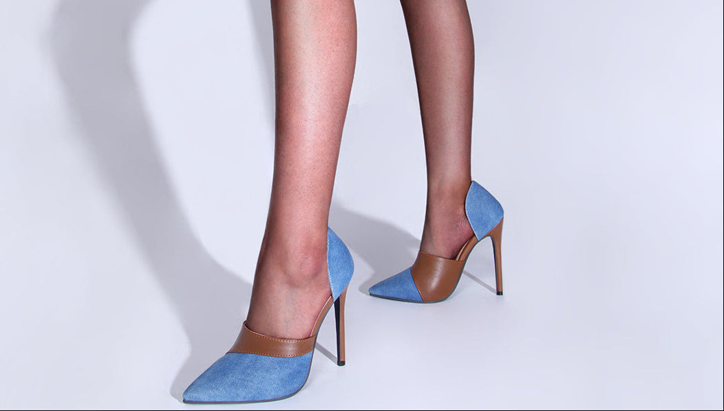 Sarah Express Denim Patchwork Stiletto Pumps
