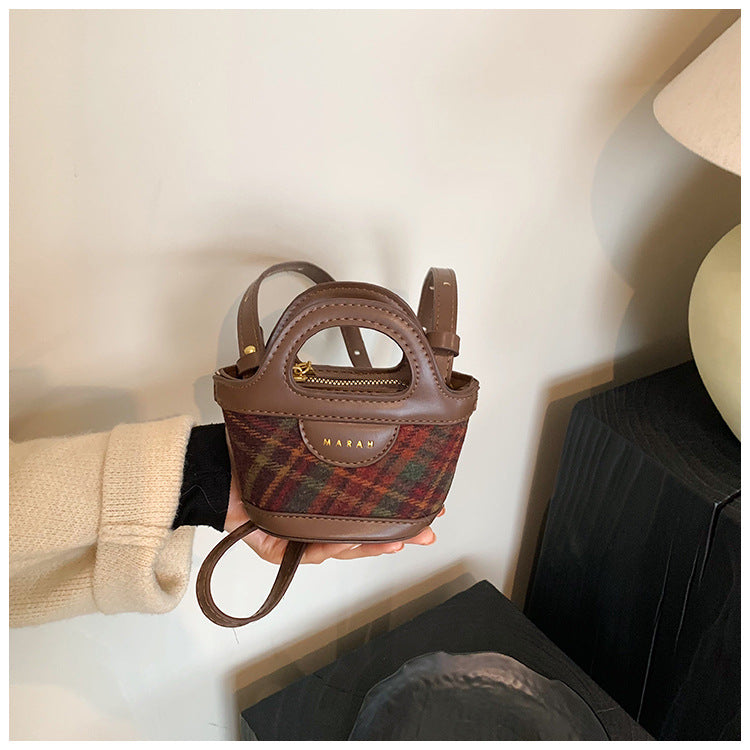 Sarah Express Patchwork Plaid Mini Tote Crossbody Bag