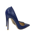 Sarah Express Pointed Toe Stiletto Heels in Blue Dark Blue 12CM