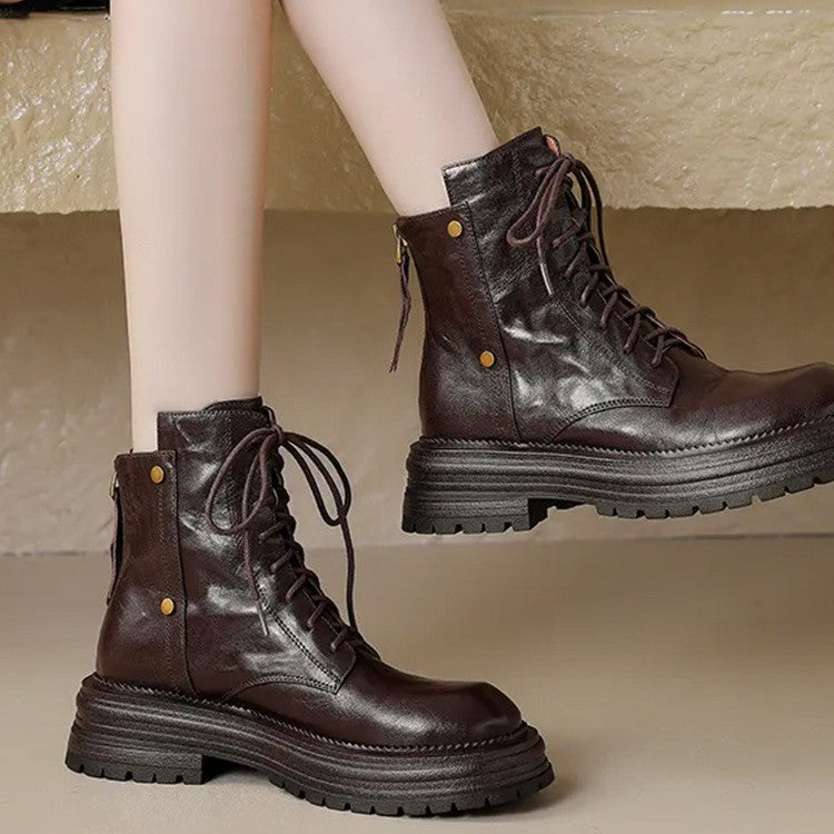 Sarah Express Chunky Sole Lace-Up Ankle Boots