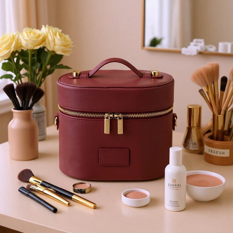 Sarah Express Structured PU Leather Cosmetic Organizer Bag