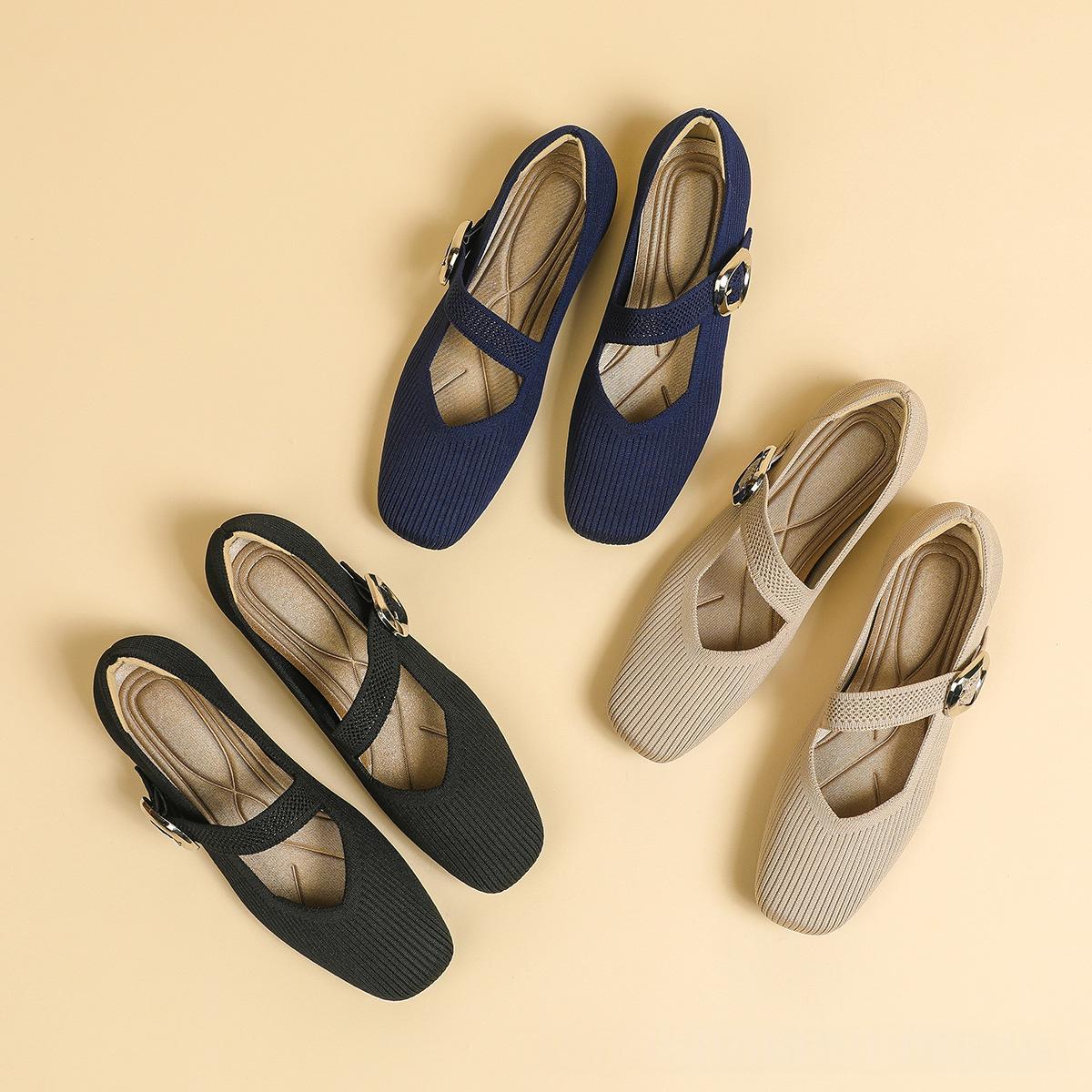 Sarah Express Women's Mary Jane Knit Flat Shoes