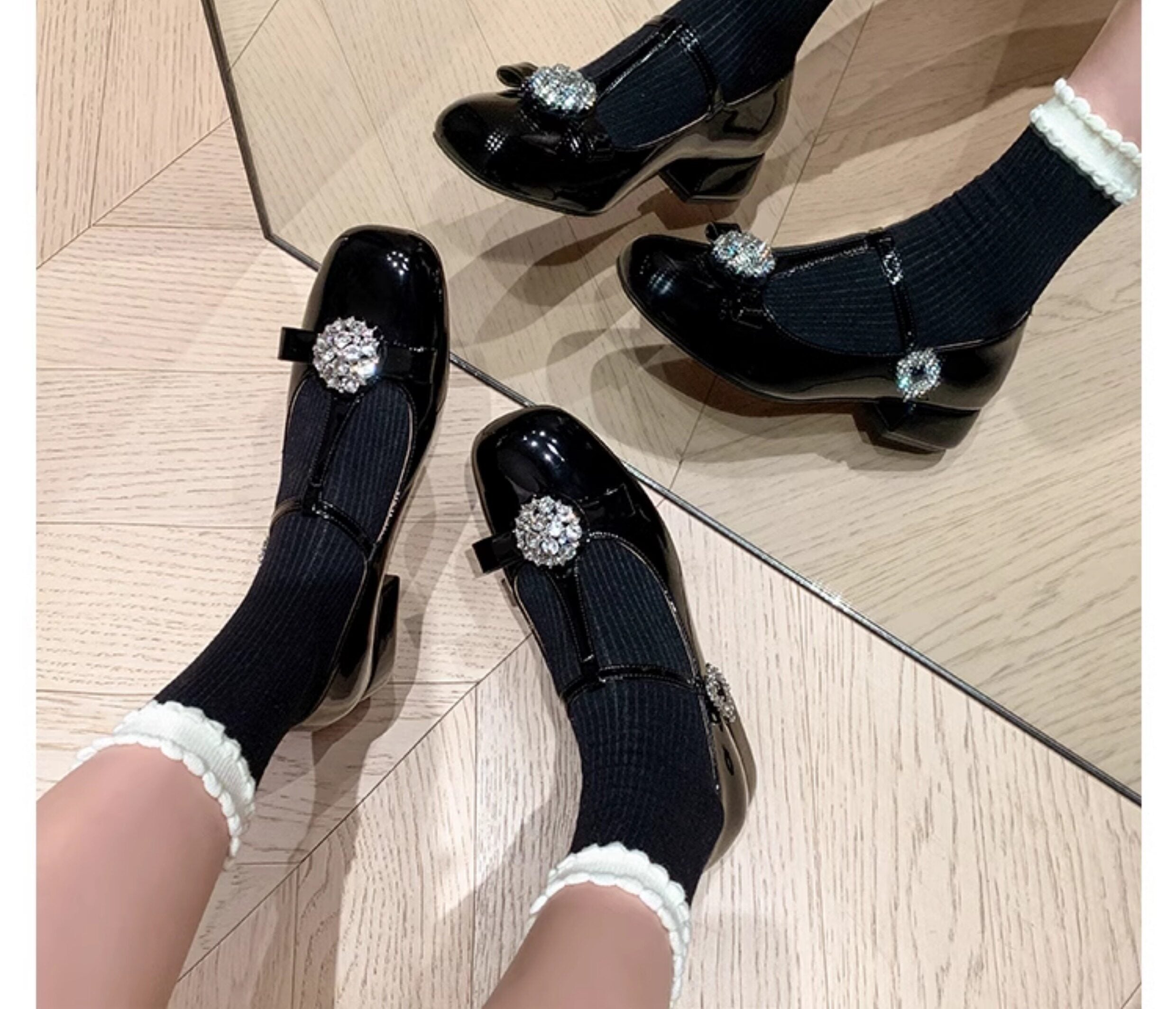 Niche Design SenseT-shaped Single Shoe With Rhinestones For Women 2026 Spring And Autumn New French Style Single Shoe With Mary Zhen Shallow Mouth – product detail alternate view 6
